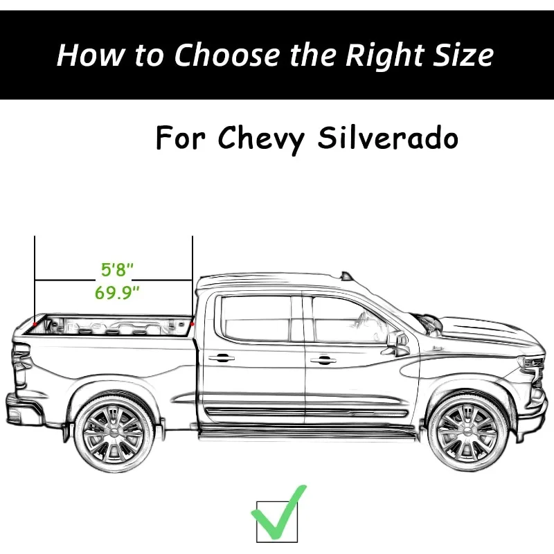 قابل للسحب شاحنة سرير غطاء تونيو ل 2014 2015 2016 2017 2018 2019 2020 2021 2022 2023 2024 2025 2026 تشيفي سيلفرادو/سي #2