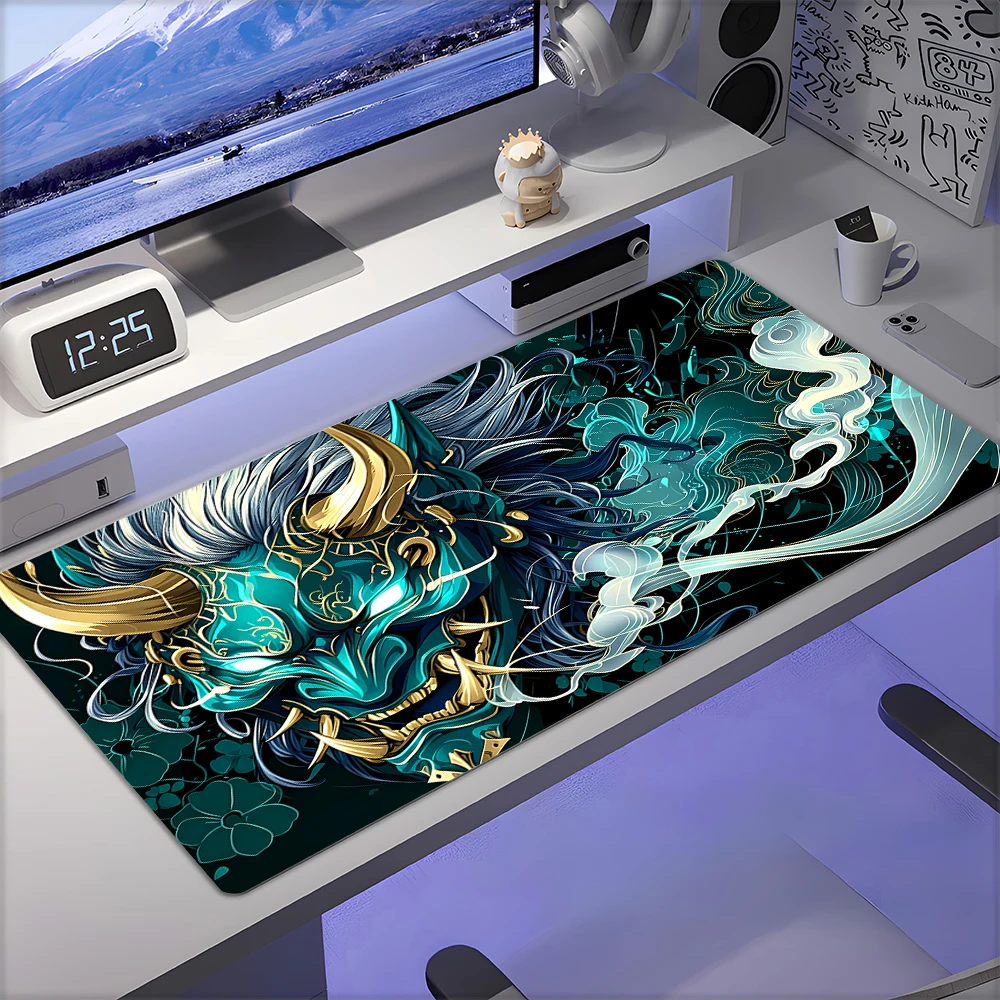 Cool Demon Mask Mouse Pad Desk Mat with Stitched Edge Anti-slip base mouse pads Gaming PC Accessories Keyboard Extended pad