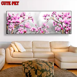 Mosaico diamante 5D Fiore rosa magnolia fiore Pittura diamante fai da te Artigianato Ricamo Diamante Punto croce strass Decor grande