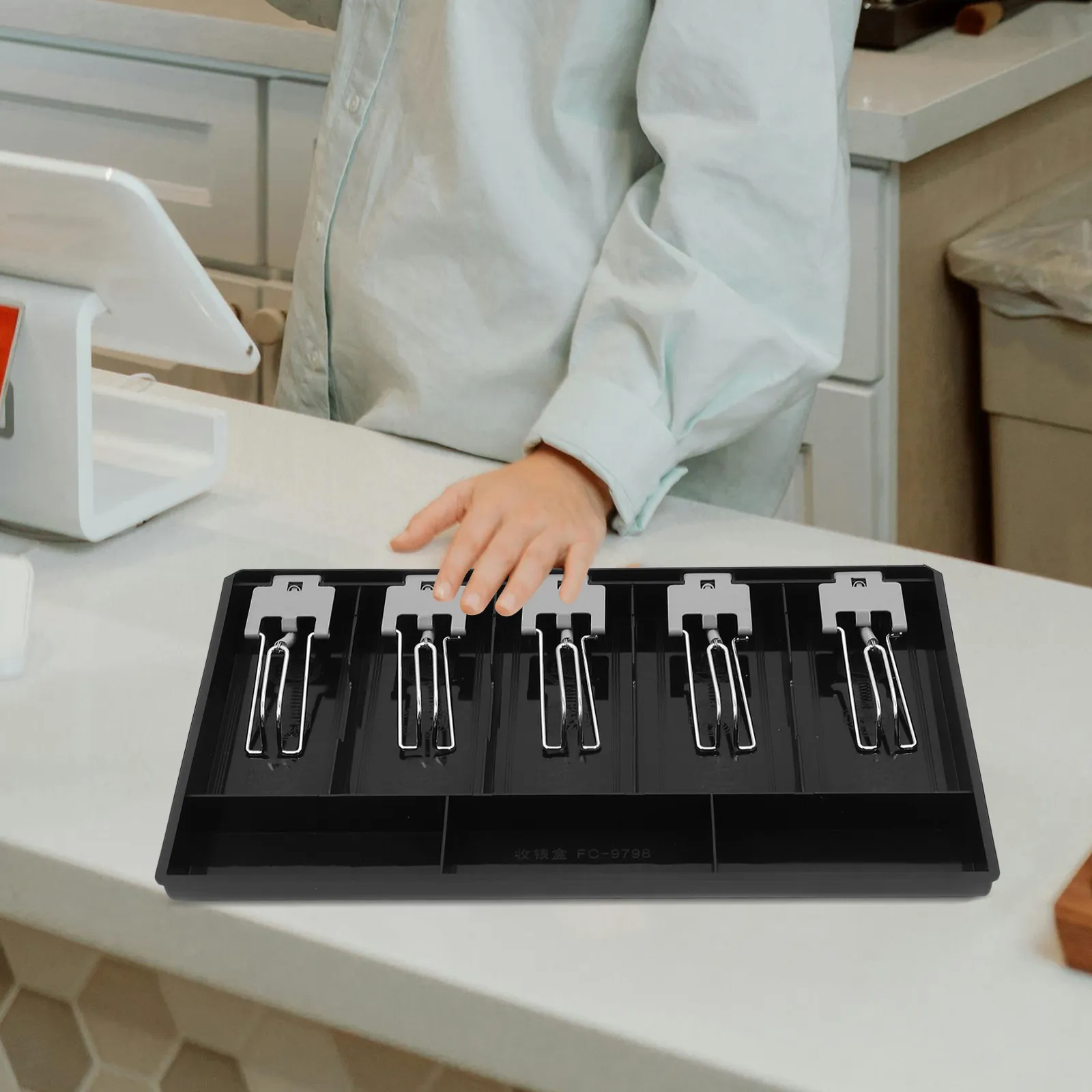 

Многосекционный лоток для кассового ящика, органайзер для монет и денег, 5-секционный вкладыш для кассового аппарата для магазинов, розничных точек, супермаркетов