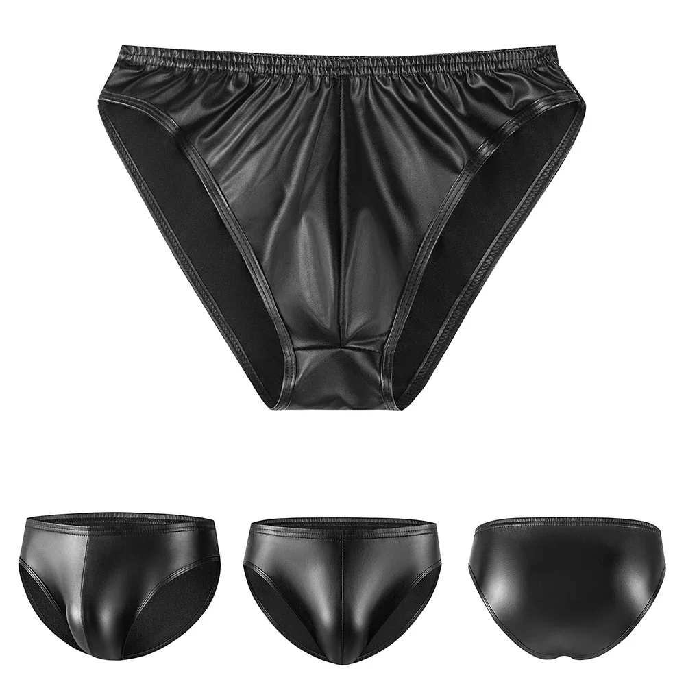 

Мужские трусы-мешочки, нижнее белье, глянцевые однотонные трусы из искусственной кожи, мужское нижнее белье, Femboy, Клубная одежда, бесшовные мужские сексуальные трусики