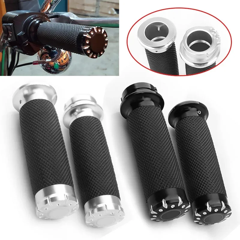 

Universal Motorcycle 1"25mm Handle Bar Hand Grips Black/Chrome For Harley Touring Street Glide Sportster XL Dyna VRSC Softail