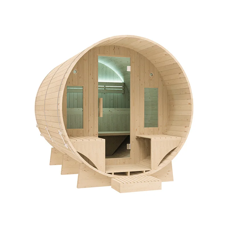 2023 Hot Sale Red Cedar Sauna d Wooden Outdoor Barrel Sauna Dry Steam Sauna Room