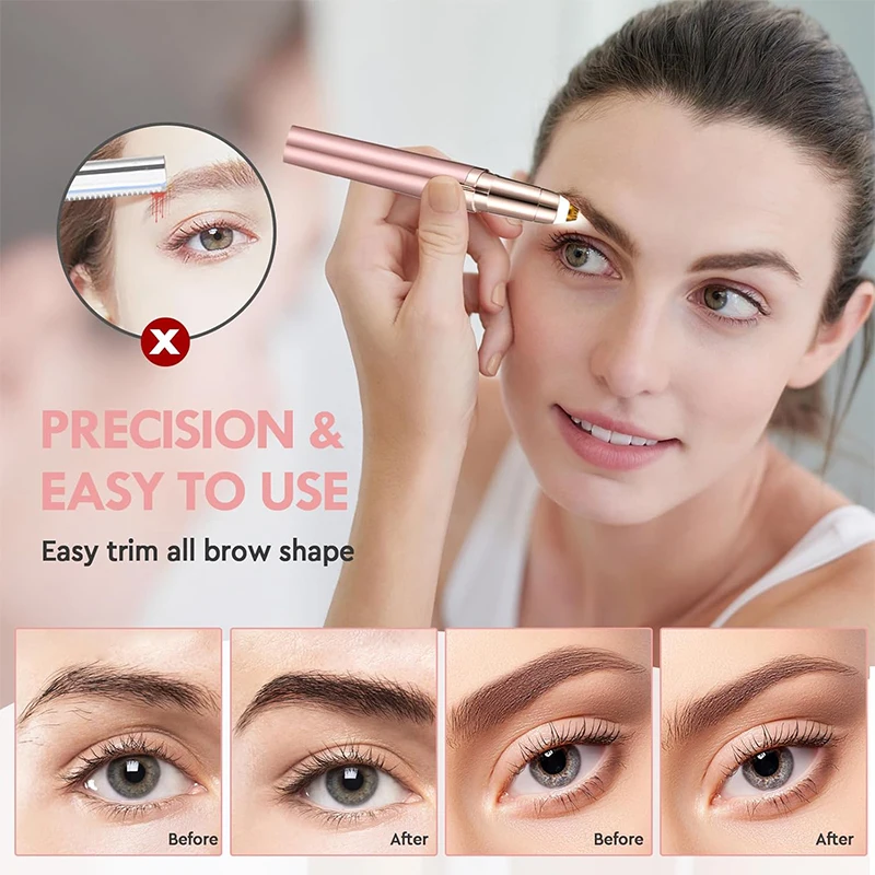 휴대용 충전식 전기 - 눈썹 및 비키니 트리머 - 4개의 블레이드 포함, 눈썹, 겨드랑이, 팔, 다리에 적합