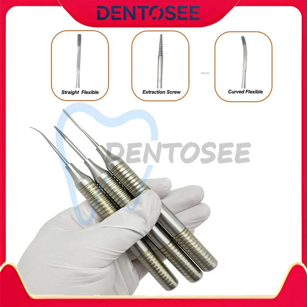 

3 Pcs Dental Tooth Extraction Flex Periotome Kit with Titanium Tip Flexible Instruments for Minimally Invasive Tooth Removal
