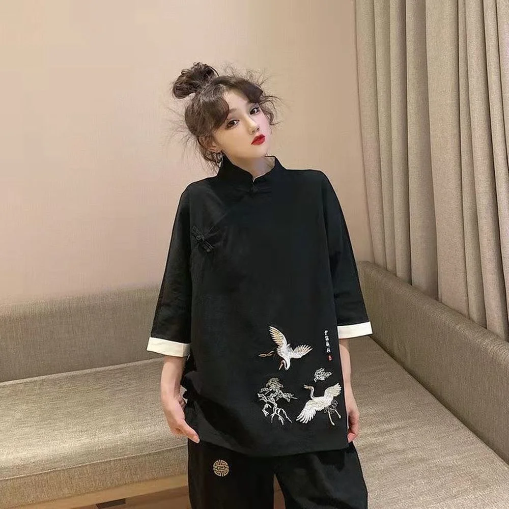 

New Traditional Chinese Clothing Women Shirt 2023 Tang Suit Tai Chi Uniform Hanfu Kimono Cardigan Cheongsam Top Kung Fu Clothes