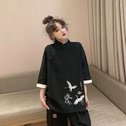 Nuovo abbigliamento tradizionale cinese camicia donna 2023 Tang Suit Tai Chi Uniform Hanfu Kimono Cardigan Cheongsam Top Kung Fu Clothes