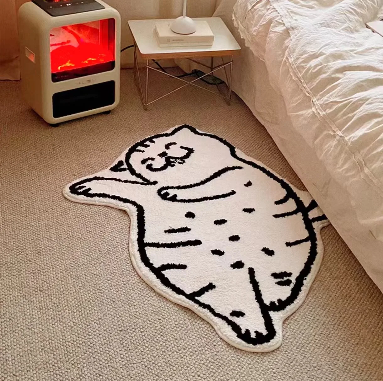 VIKAMA 3D Cartoon Cat Rug Soft to the Touch Durable Perfect for Bedside or Living Room Creates a Warm and Soothing Atmosphere