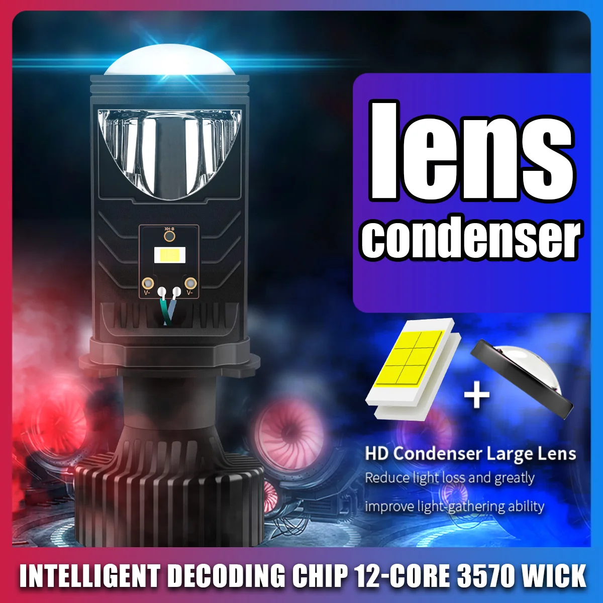 2pcs New H4 LED Bulb h4 led headlight lens projector Car Left hand drive Right hand drive motorcycle H4 projector Driving lights