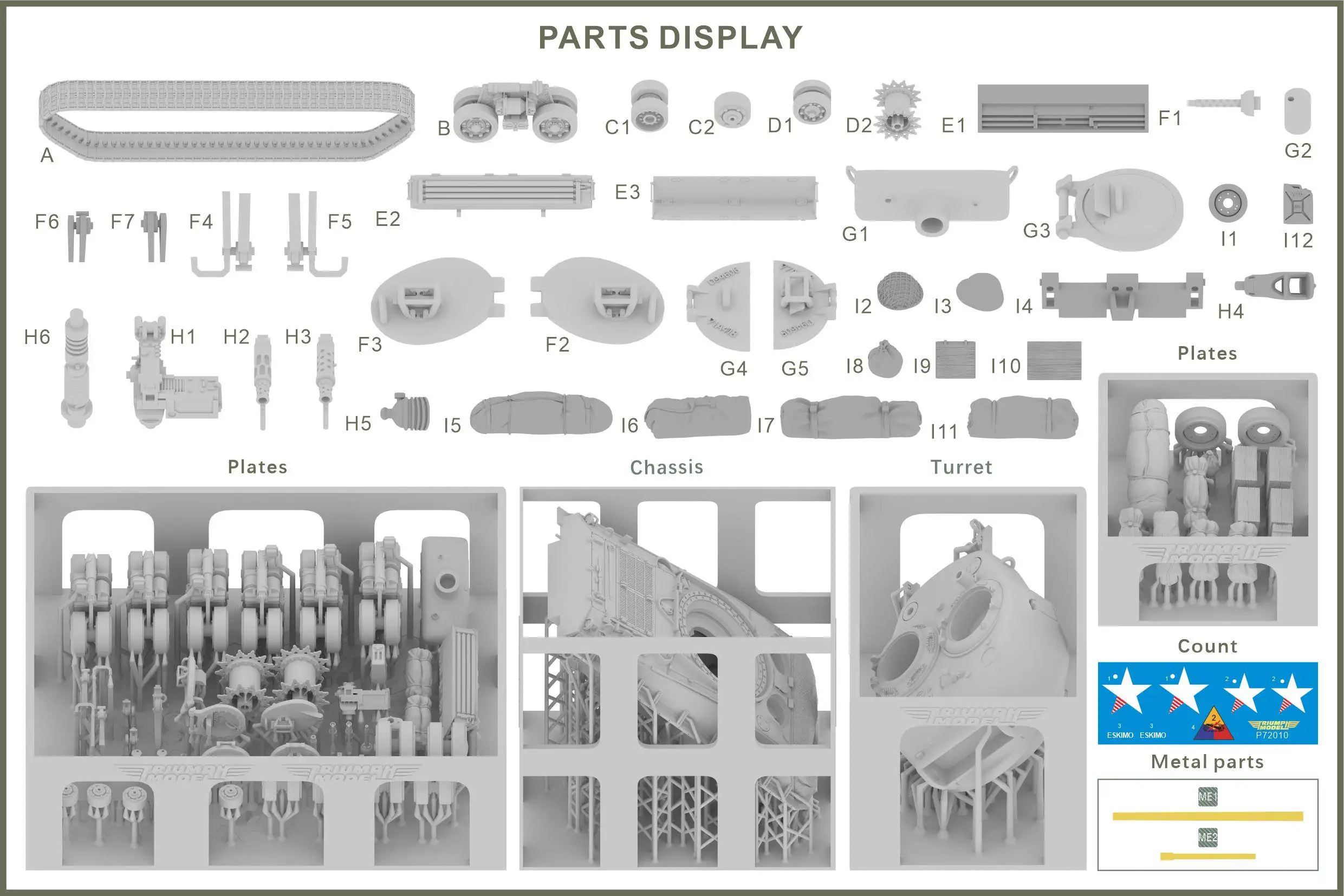 P72010 1/72 Scale U.S. Medium Tank M4A3E8 Sherman 