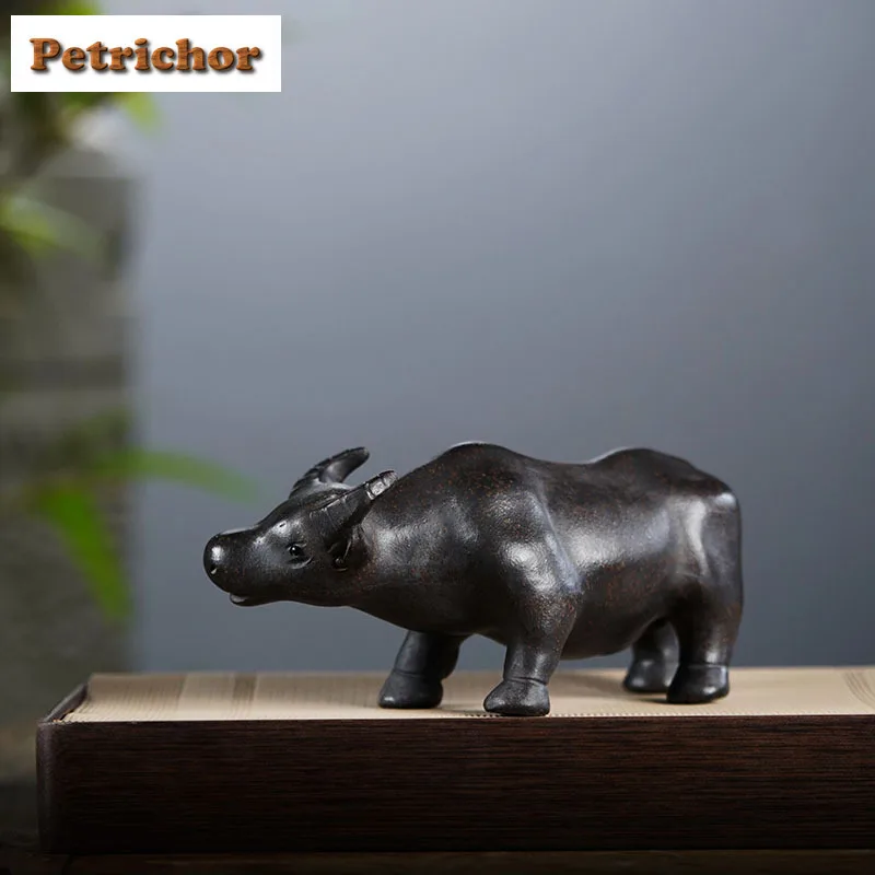 Yixing Purple Clay Bull Tea Pet Antique Tea Games Tea Figurine Play Toys Tea Statue Ornaments Can Be Raised For Tea Workmanship