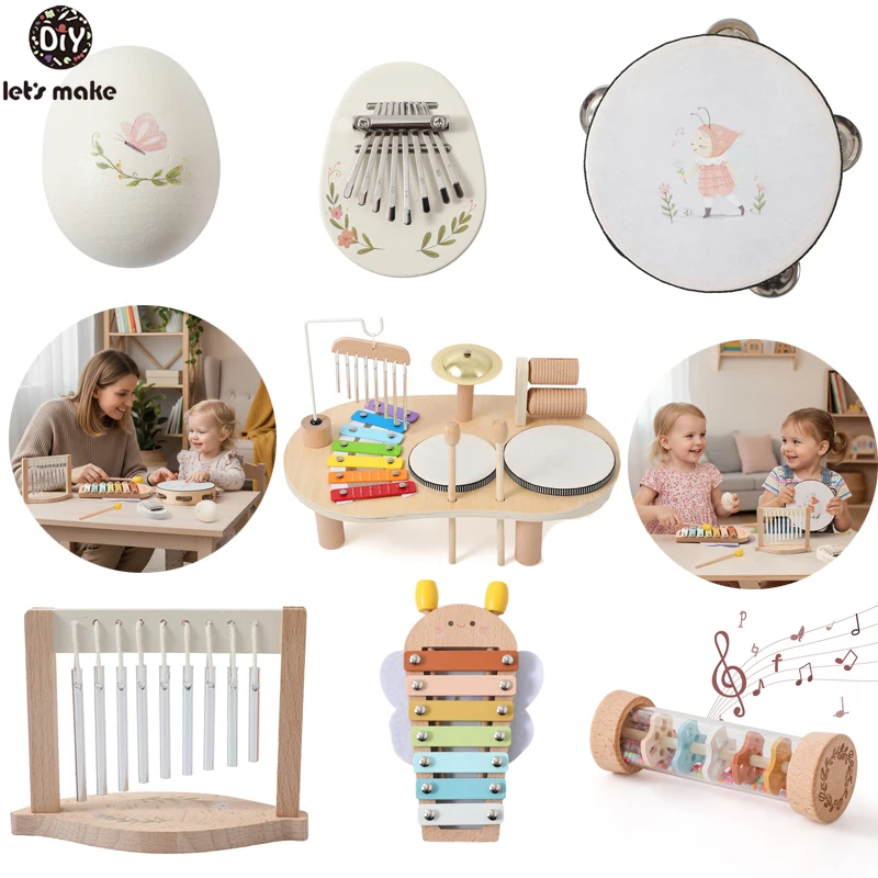 Juguetes musicales Montessori para niños, instrumentos educativos de madera, instrumentos de percusión para bebés, estación de música, regalo de cumpleaños para recién nacidos