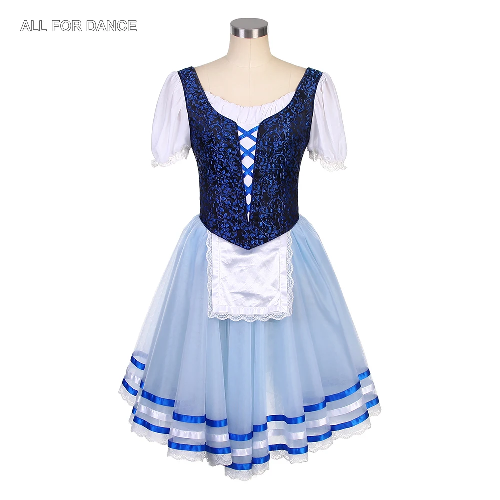 B20011 Navy Blue Spandex Bodice With Short Sleeves Professional Ballet Tutu Romantic Dress For Adult & Child Stage Costume