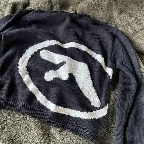 Y2K Punk Men Knit Streetwear Aphex Twin Sweaters Hip Hop Winter Casual Harajuku Clothes Pullover Goth Vintage Tops Jumper Coat