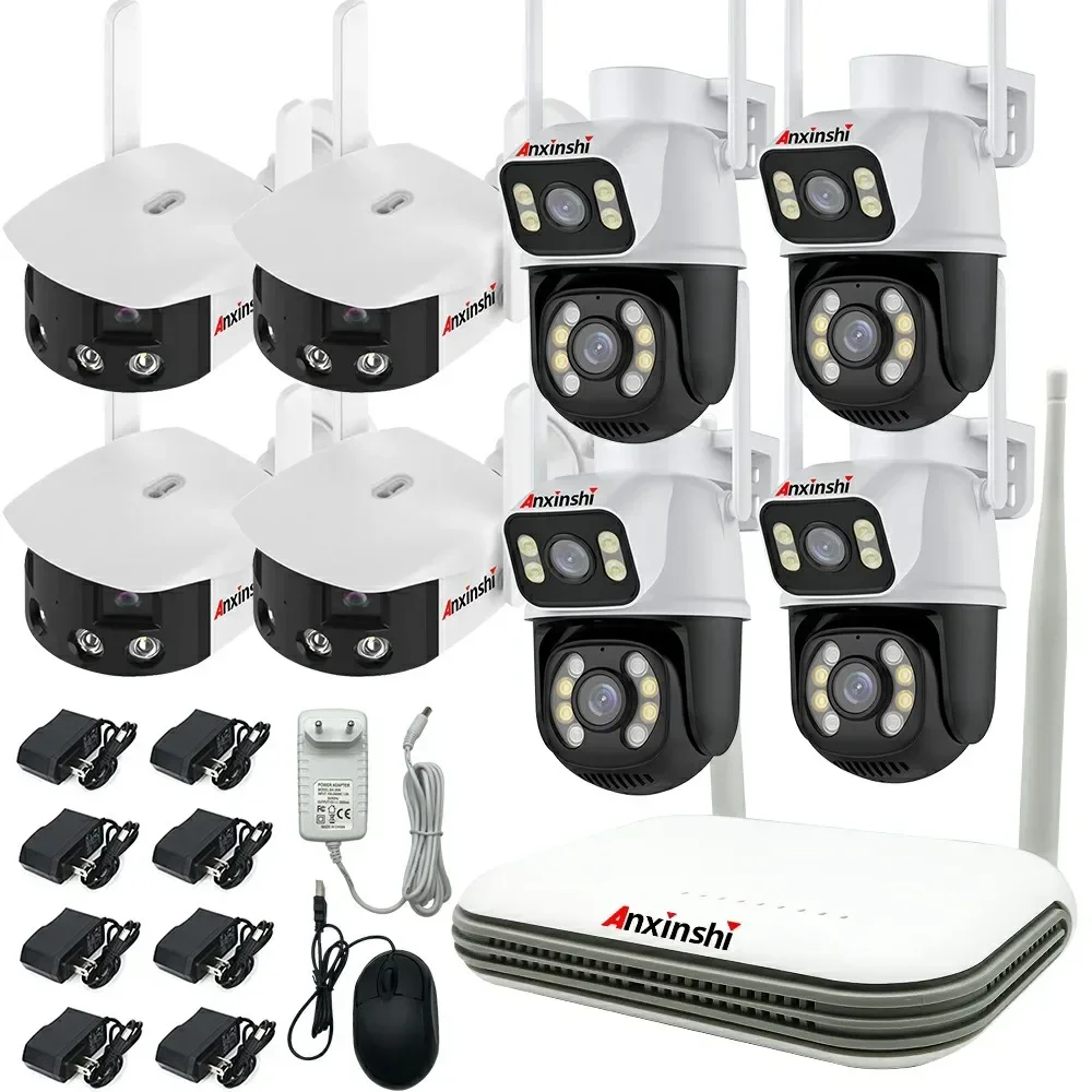 ICSee FISHEYE IP Camera 6MP PTZ Dulal Lens Camera Wifi 100meter 8CH Small NVR CCTV Camera System