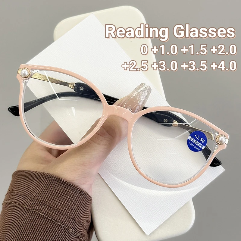 

Anti Blue Light Reading Glasses for Women Fashion Pearl Presbyopia Eyeglasses Female Elderly Computer Reader +1.0 +1.5 +2.0 +2.5