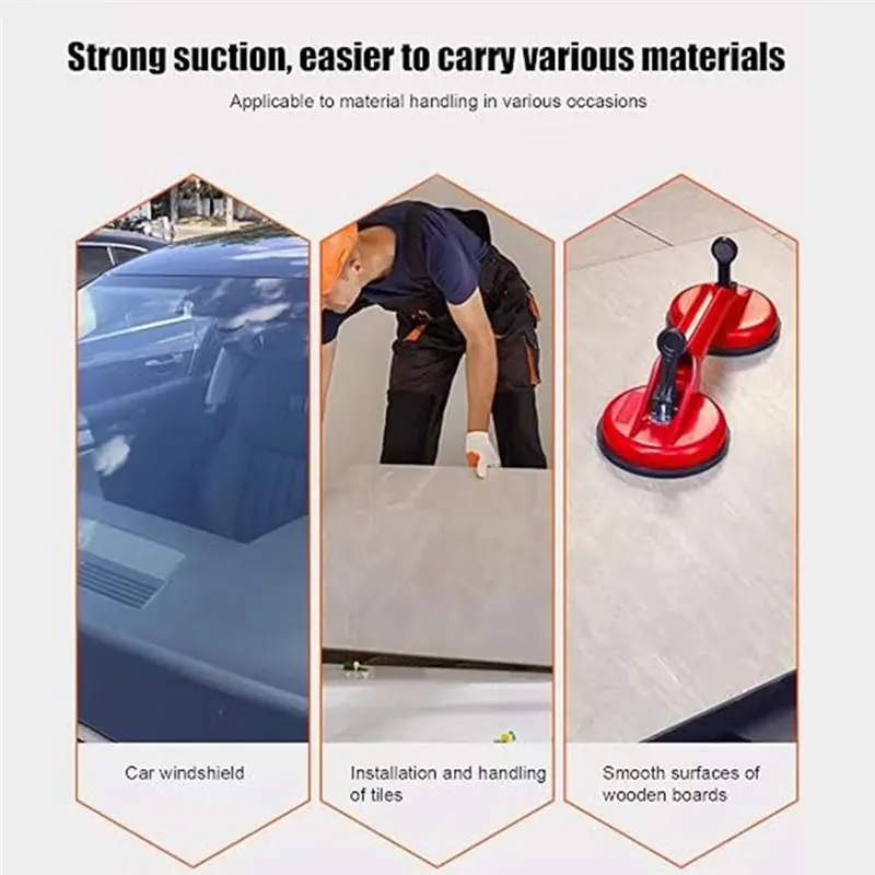 DTA4-Heavy Duty Vacuum Lifter 300LBS, Glass Suction Cup Tool With Aluminum Handle For Tile Window Door Lifting
