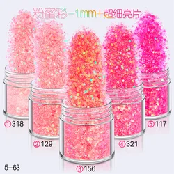 1 Bottle Rose Gold Silver Nail Art Glitter Sequins 3D Sparkly Paillette Charms Mix Size Pigment Powder DIY Gel Nail Decorations