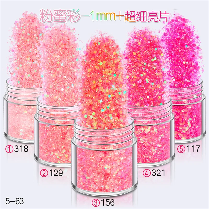 1 Bottle Rose Gold Silver Nail Art Glitter Sequins 3D Sparkly Paillette Charms Mix Size Pigment Powder DIY Gel Nail Decorations