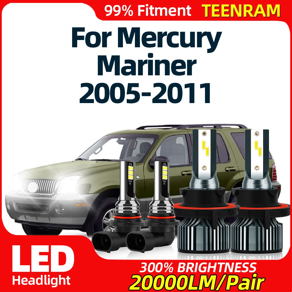 40000LM LED Headlight Bulbs 240W Canbus Car Lights 6000K Fog Lamp 12V 24V For Mercury Mariner 2005 2006 2007 2008 2009 2010 2011