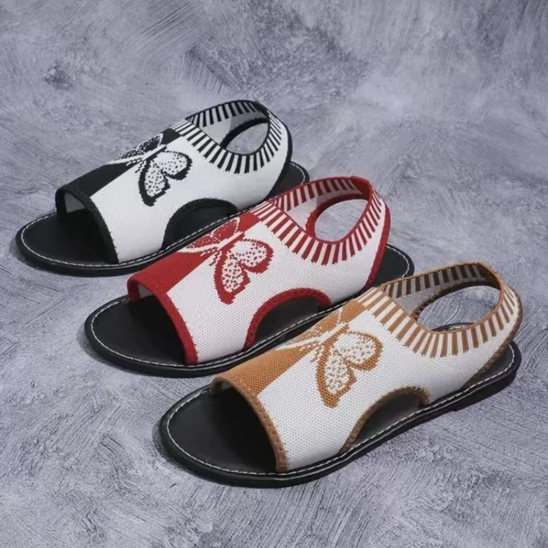 Plus Size Sandals Women's Summer New Fashion Unique Niche Sandals Comfortable Mesh Flat Sandals