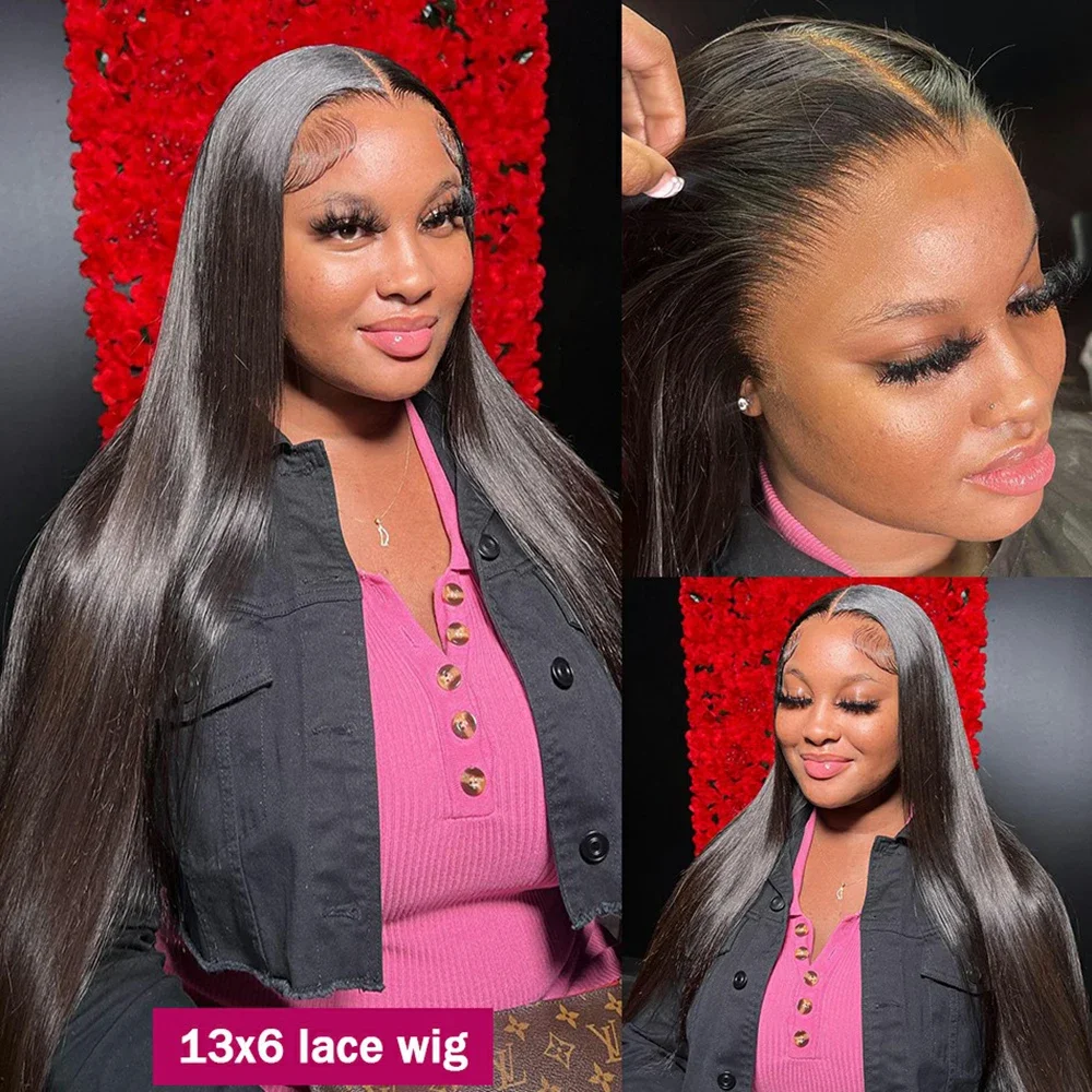 Peruvian 30 32 Inch Straight Transparent 13x4 13x6 HD Lace Frontal Human Hair Wig For Women Glueless Lace Front Wig Pre Pluck image 4