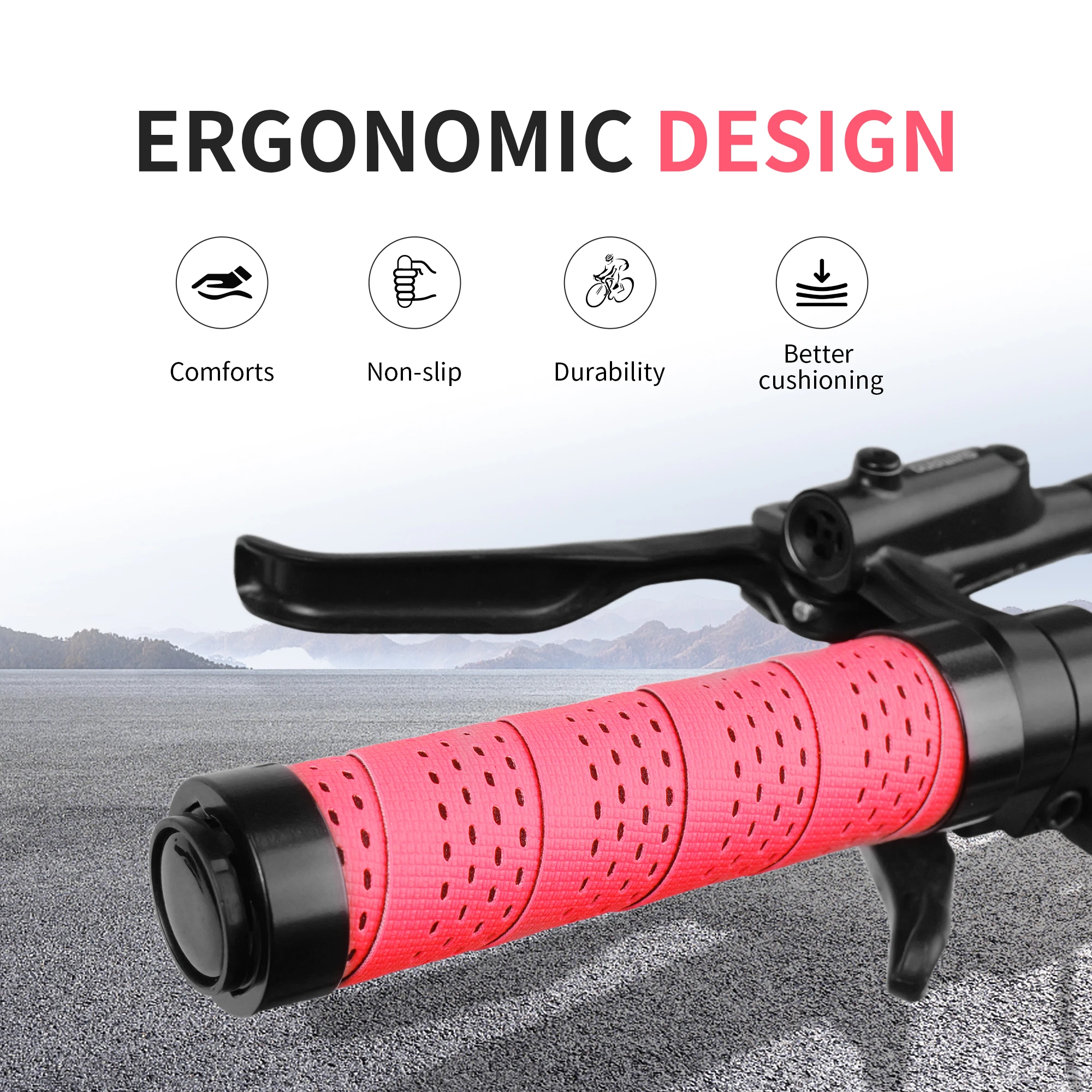 Bicycle Silicone Handlebar Grips Integrated Damping Anti-Vibration Wrap Bike Grips Aluminum Alloy