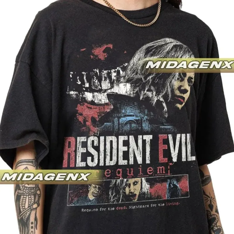 Resident Evil 9: Requiem Retro T-shirt - Grace Ashcroft, Leon Kennedy All Seasons Unisex
