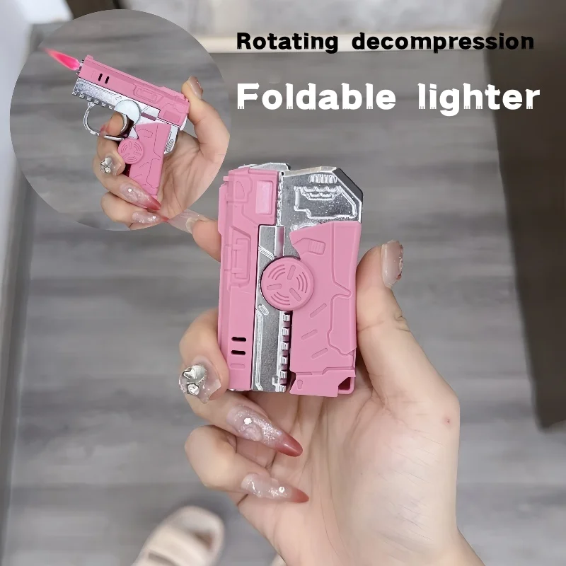 

НОВАЯ Складная газовая зажигалка-гиро с вращением на кончиках пальцев, декомпрессионная, ветрозащитная, портативная, с функцией фонарика, подарок для мужчин, аксессуар для сигарет