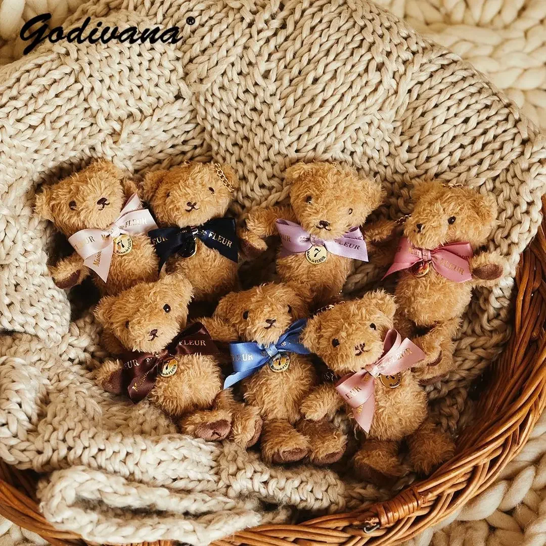 

Japanese Style New 7th Anniversary Cute Teddy Bear Rabbit Panda Embroidered Plush Doll Bag Pendant Key Ring Handbag Charms