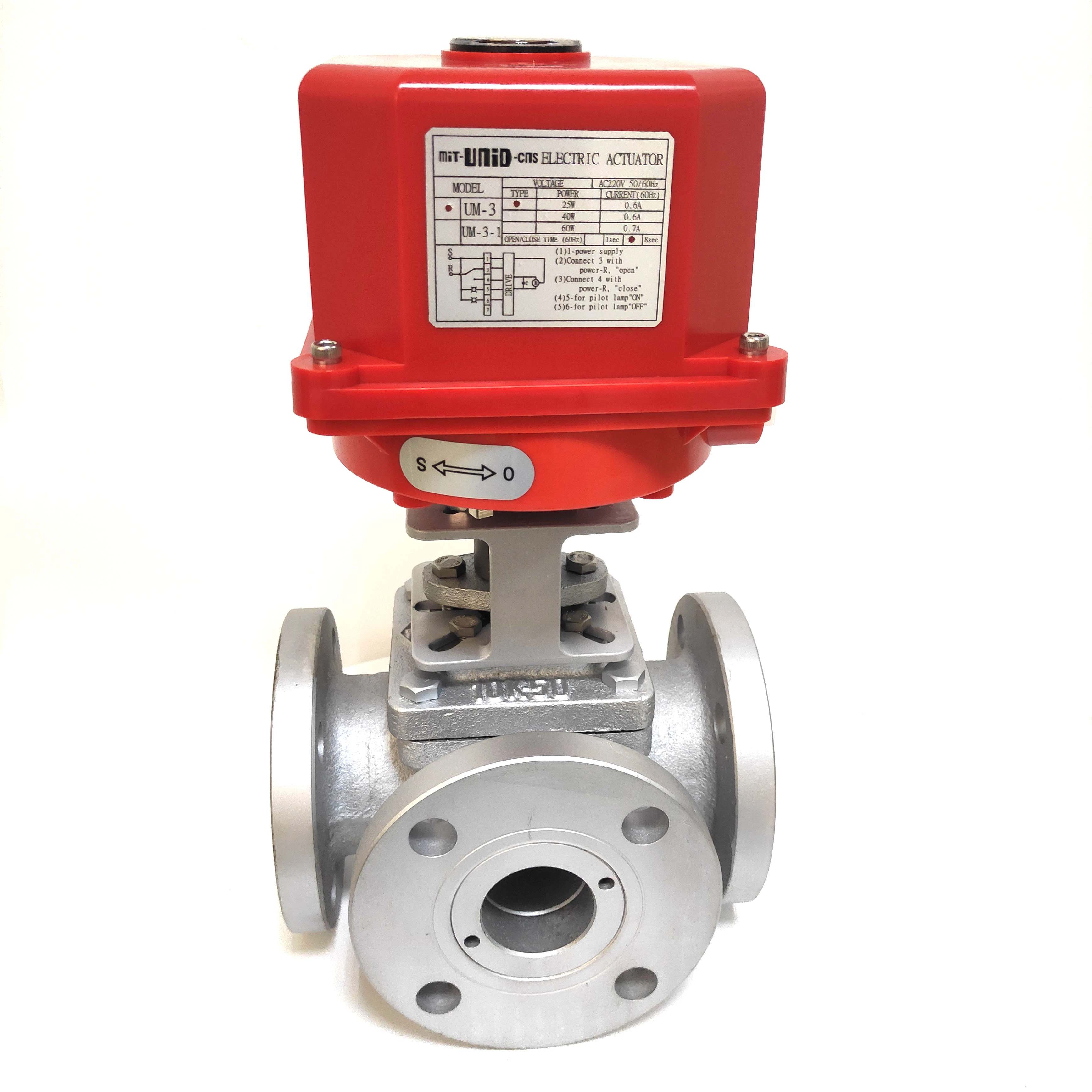 

DN50 2" 24V 220V 380V stainless steel Cast iron Flanged electric 3-way Valve Electric Actuator Valve