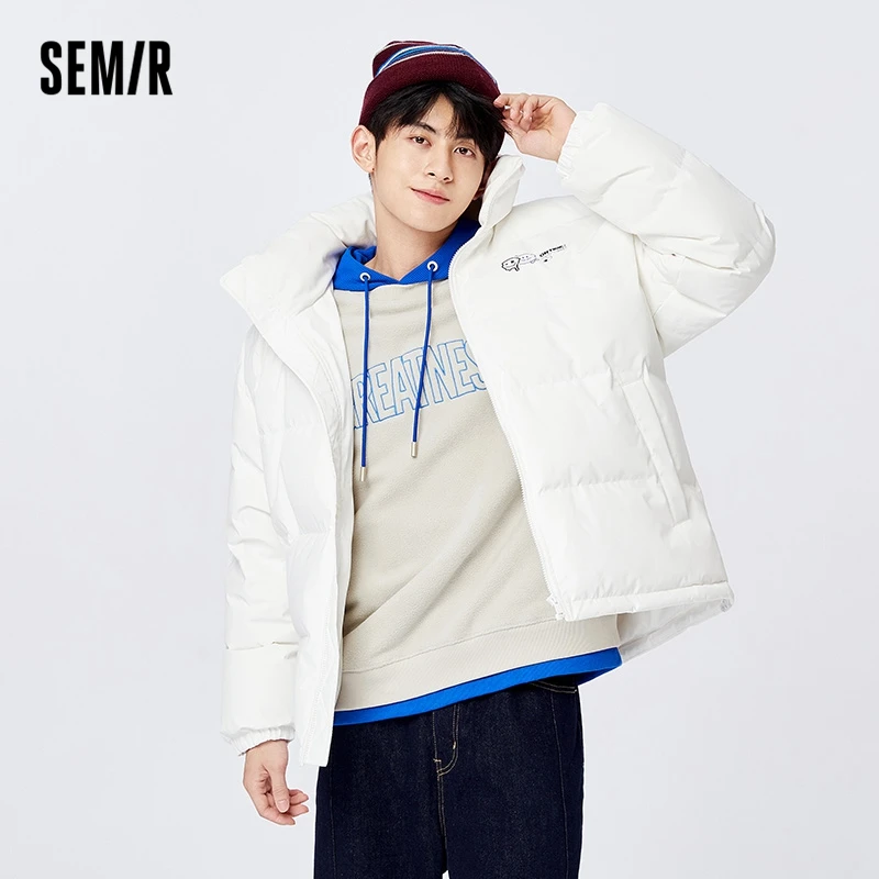 Semir Down Jacket Men 2022 Winter New Oversize Funny Fun Printing Warm Bread Clothing Couples Clothes