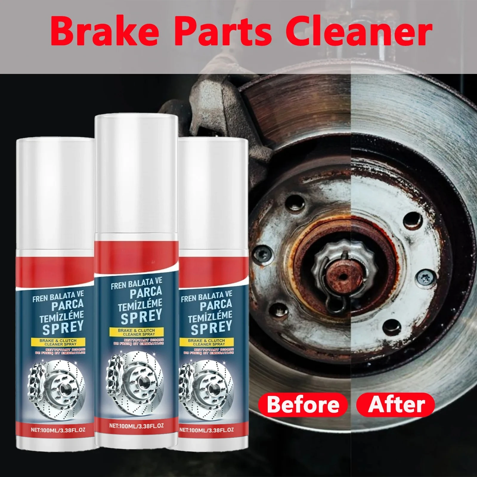 Professional Car Brake Cleaner Spray Reduces Brake Noises Polishing And Maintenance Cleaner Prevent Wheel Rust & Corrosion 100ML