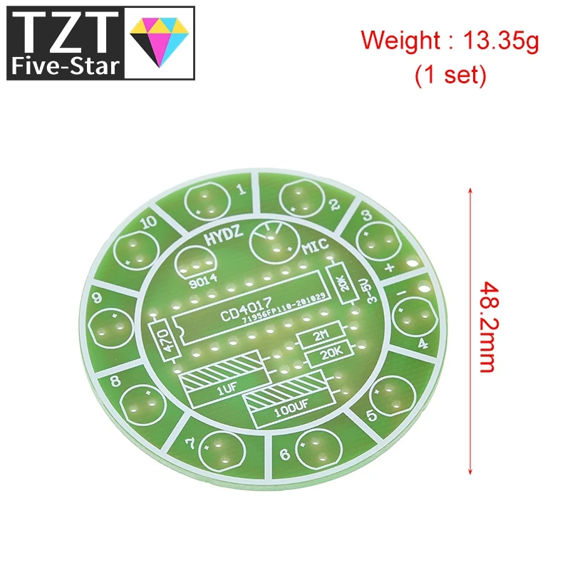 TZT 다채로운 음성 제어 회전 LED 조명 키트, 전자 제조 DIY 키트, 예비 부품, 학생 실험실, CD4017