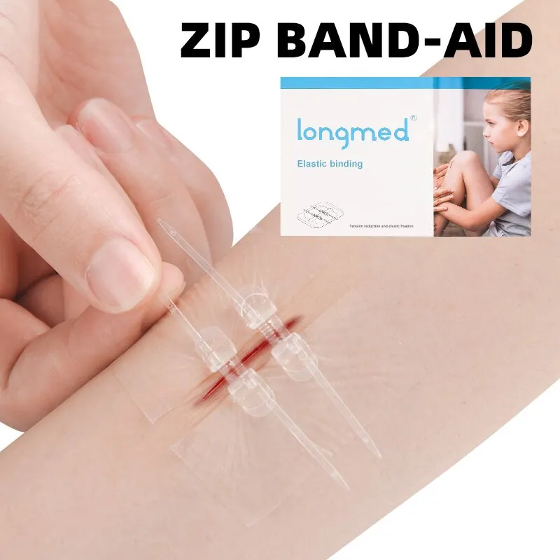 2pcs Zipper Tie Wound Closure Patch Hemostatic Patch Wound Fast Suture Zipper Band-Aid Outdoor Portable