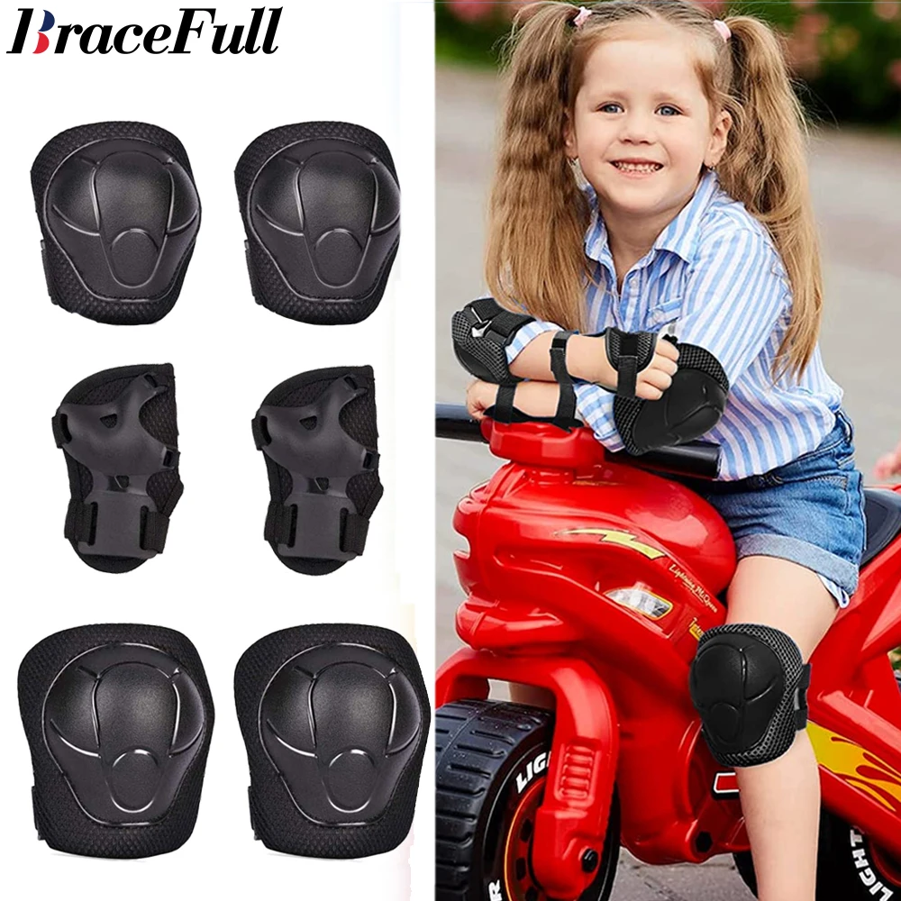 Child Teenager Protect Gear Set Knee Pads Elbow Wrist Guard Strap Skateboard Cycling Skating Scooter Gear Toddler