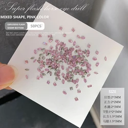50pcs Mini Shaped Crystal Sharp bottom Diamond K9 Sparkling Jewelry Nail Charms Art Rhinestones DIY Decorative Accessories