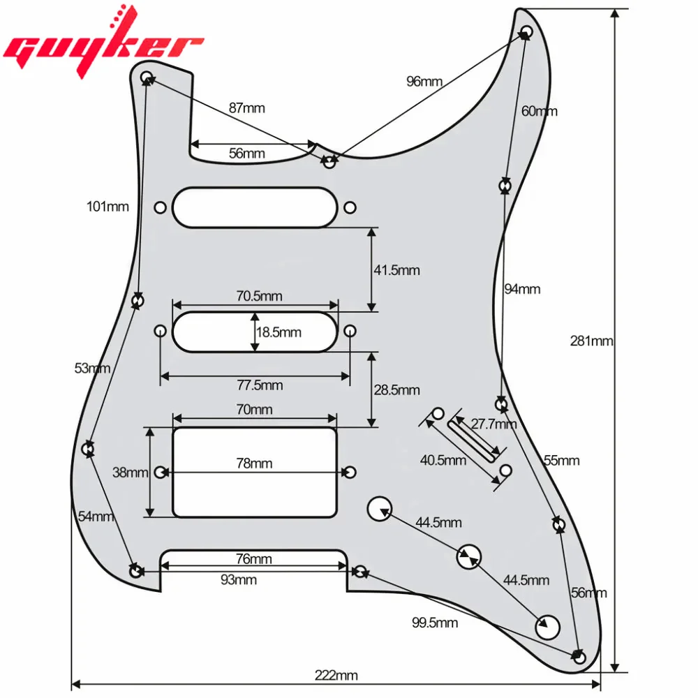 Guyker 1 قطعة 11 ثقوب SSH ST الغيتار الكهربائي الراتنج Pickguard PG004