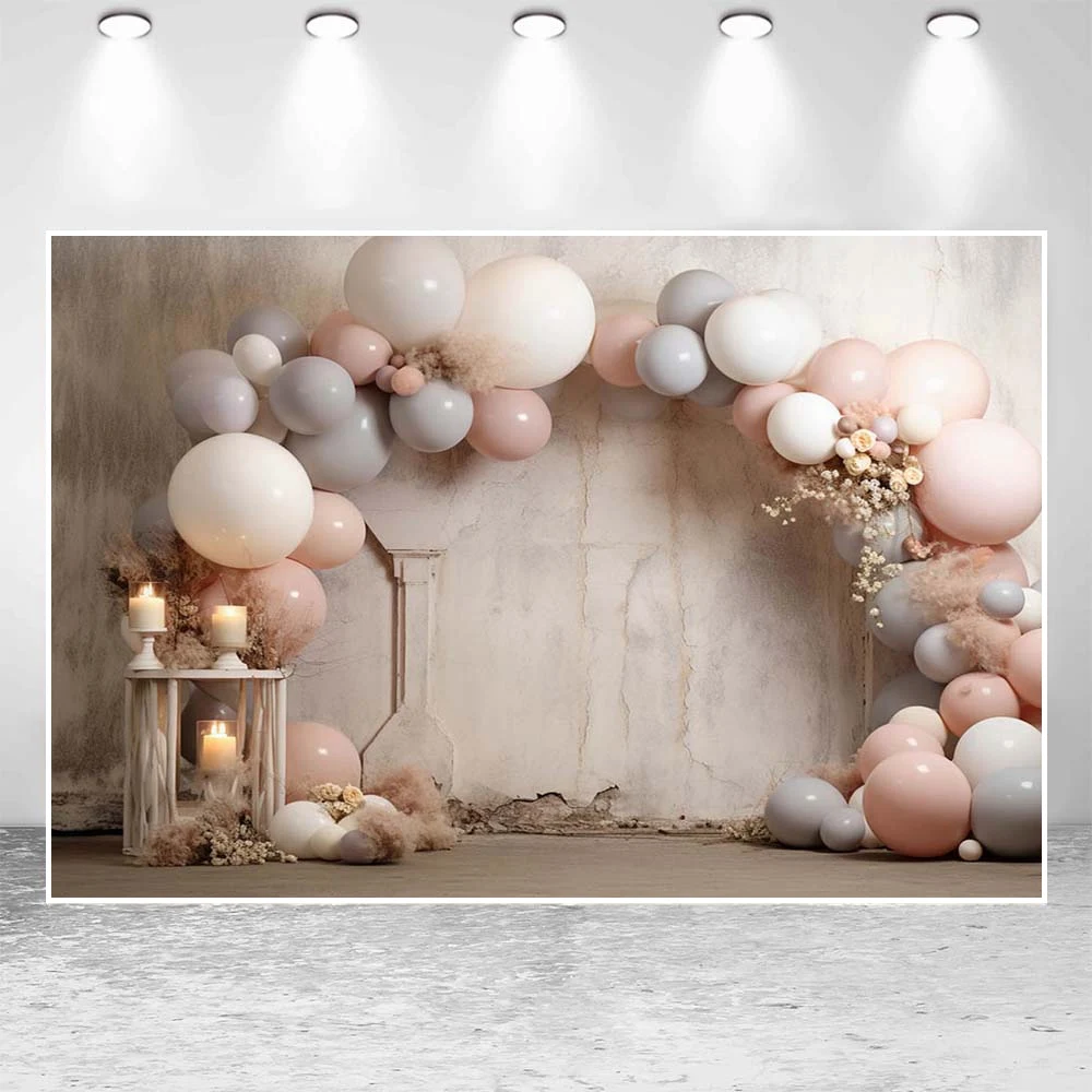 Mocsicka قوس بالون الرجعية جدار الطفل طفل صورة خلفية زهرة بامباس العشب الوليد التصوير خلفية الصورة استوديو الدعامة