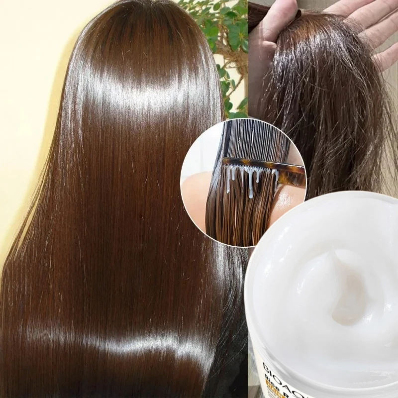 Acondicionador de puré de arroz de 500 g, mascarilla capilar diaria, hace que el cabello sea más suave y liso, repara rápidamente el cabello encrespado y dañado, hidrata y nutre profundamente el cabello