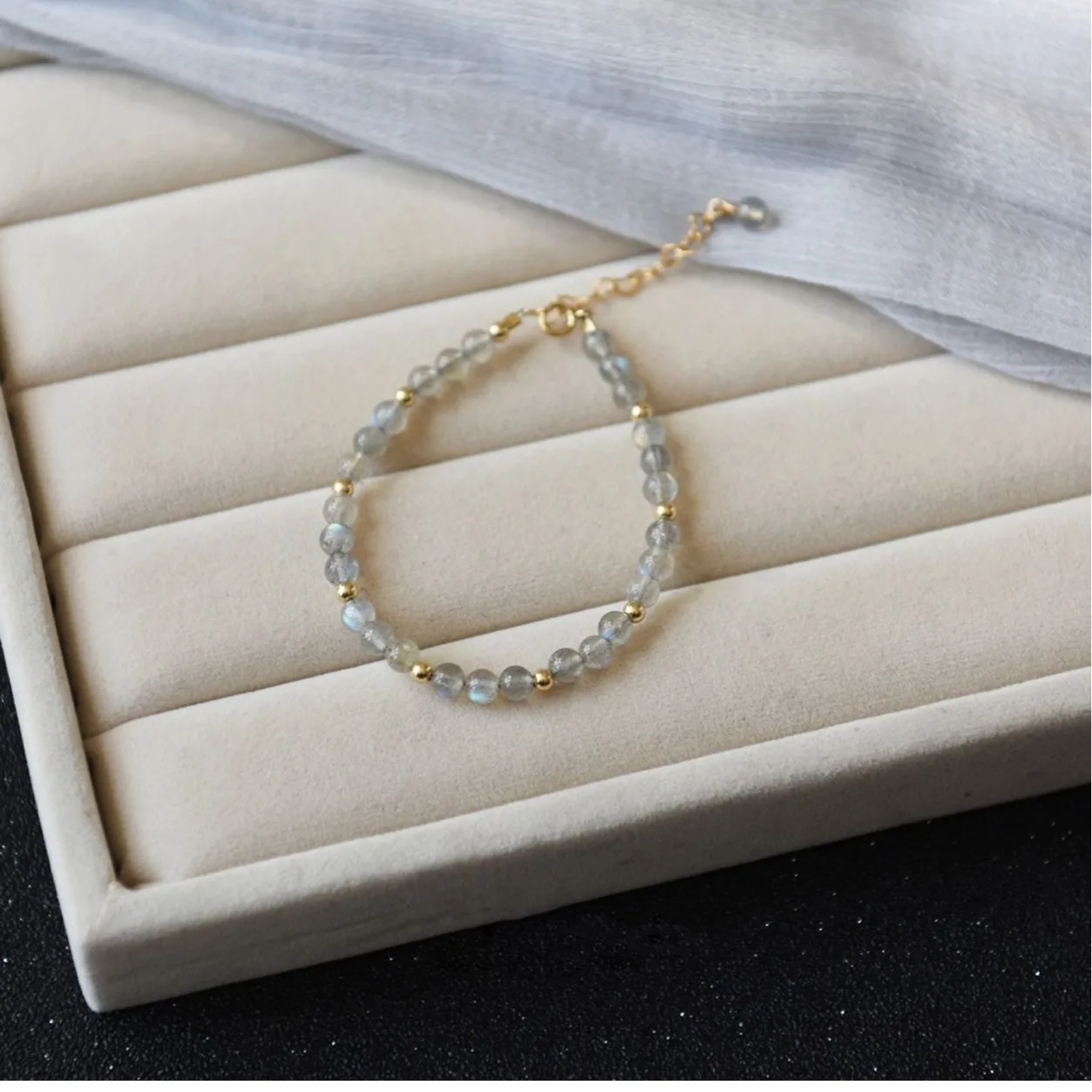 ITSMOS Aurora Bracelet Natural Labradorite 14k Gold Filled Chain for Women Dainty Stacking Healing Crystal Jewelry Gift view 5