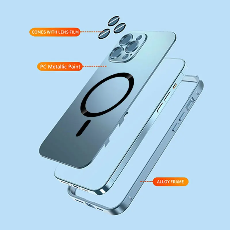 Metal Phone Case For Iphone 13 12 14 15 Pro Max Plus Original Phone Color Magnetic Cover For IPHON 14 15 Promax Aluminum Shell