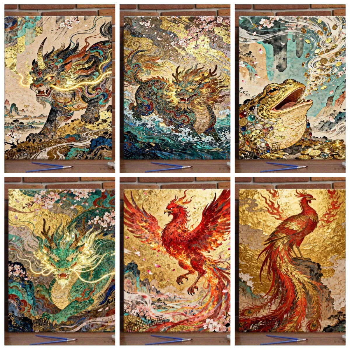 Acrylic Paint By Numbers Divine Beast Animals Painting By Numbers on Canvas Coloring By Number for Adults Paint Digital Art