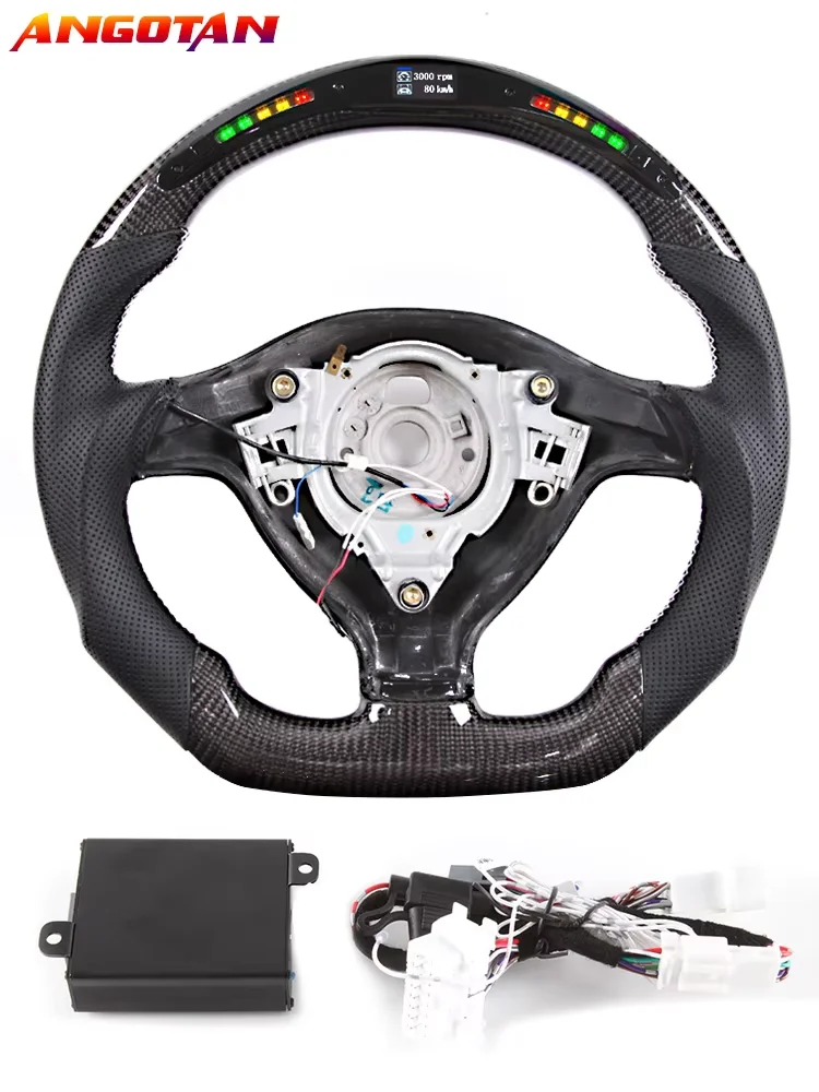 Stuurwiel Voor Vw Mk4 Mk5 Mk6 Gti Koolstofvezel Stuur Met Led Geperforeerd Leer
