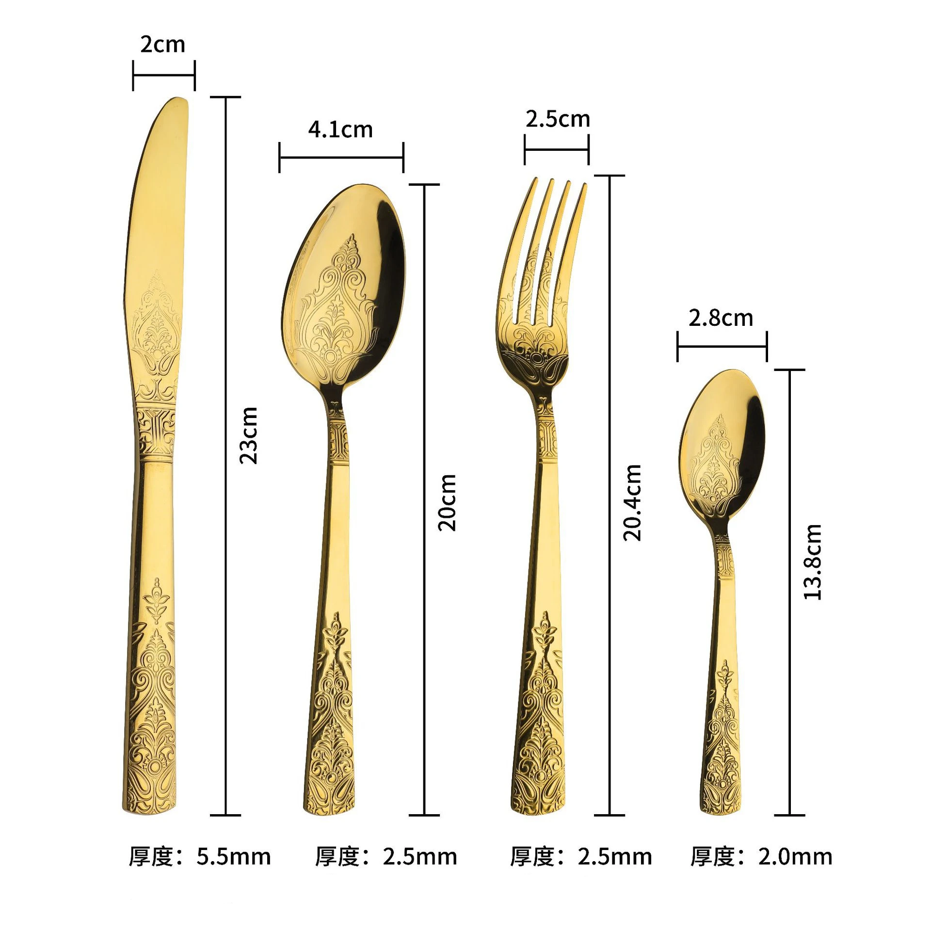 Golden Flower 410 Stainless Steel Mirror Dinnerware Set Retro Palace Cutlery Tableware For Kitchen Steak Knife Fork Coffee Spoon