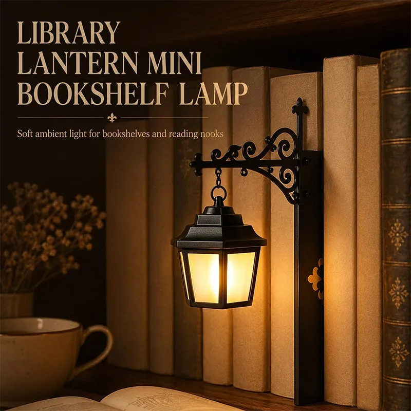 Ghost Shaped Bookshelf Lantern Decor Light Portable Mini Library Lamp Hidden Book Gap Lighting Fixture Home Indoor Decoration