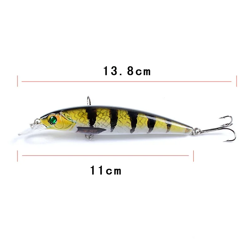 Artificial Minnow Lure, Hard Bait, Walleye Bass Fishing Lure, Electric Wobbler for Pike, 11cm, 13.4g