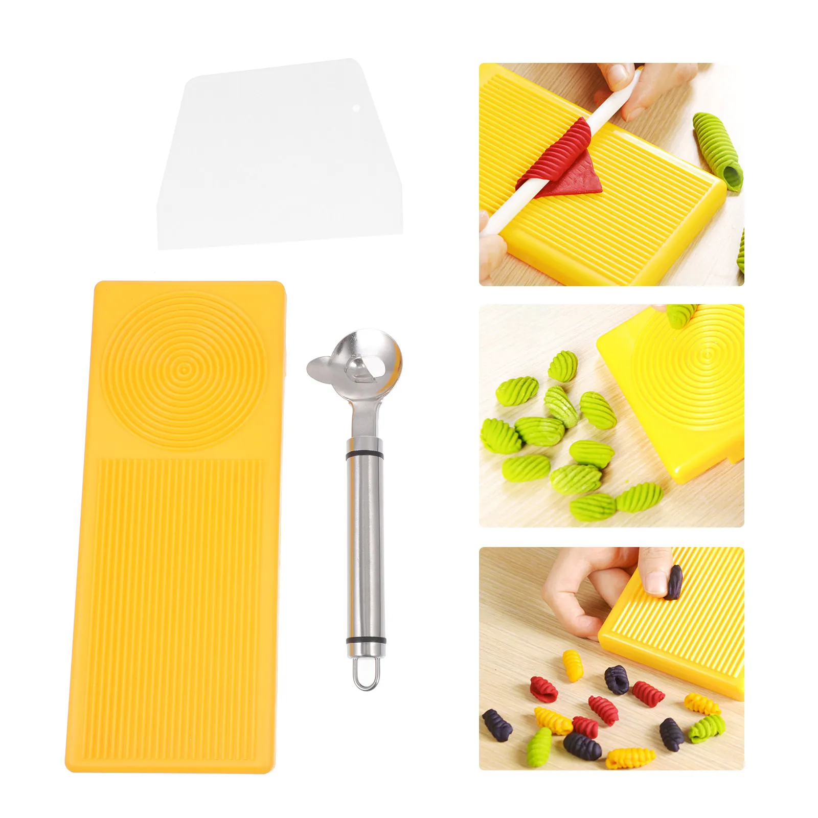 4Pcs Pasta Plate Set Board Kitchen Tools for Homemade Pasta Gnocchi Cutter Rolling Pole Plate