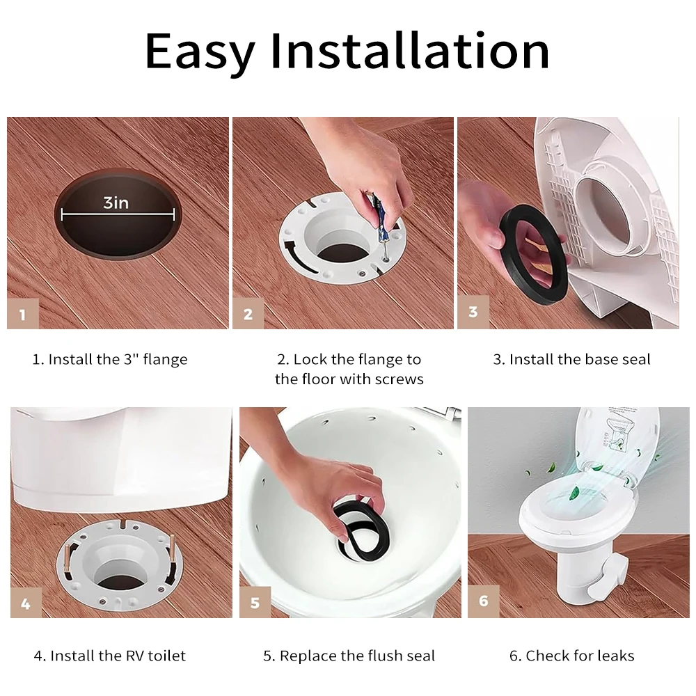 RV Toilet Seal and Socket RV Toilet Flange Kit Replacement for Dometic Thetford RV Toilets Replaces 385345892 Flange, 3-in-1 Set