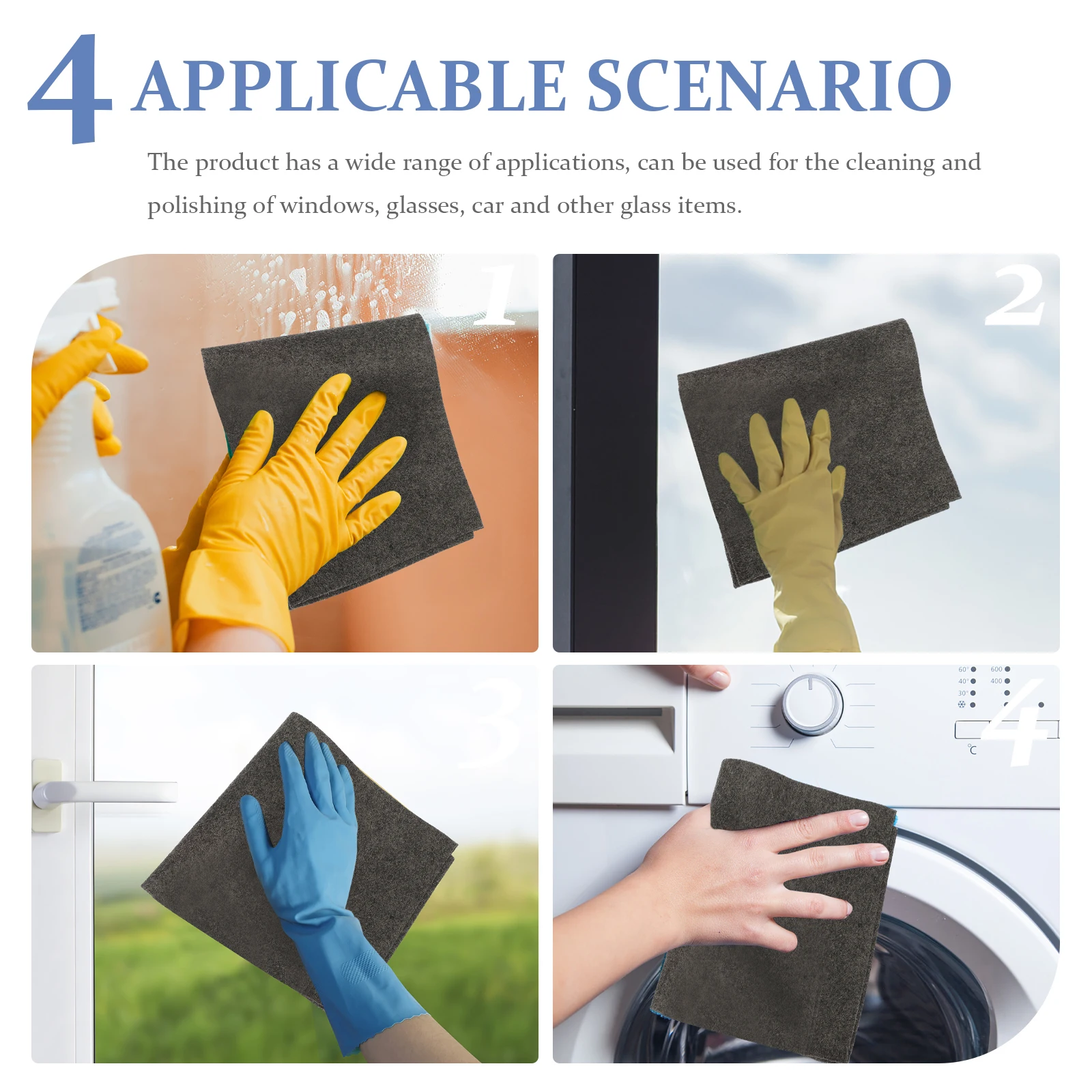 

3pcs Microfiber Cleaning Cloth 30x30cm Glass Wiping Towels Glass Mirror Wiping Towels Lint Free Household Auto Polish
